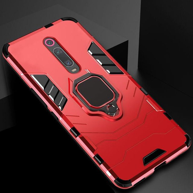 Xiaomi Armor Hülle für Mi 9T, Mi 9T Pro und Redmi K20 Pro mit magnetischem Metallring und Stoßfestigkeit, Rot - Bild 1