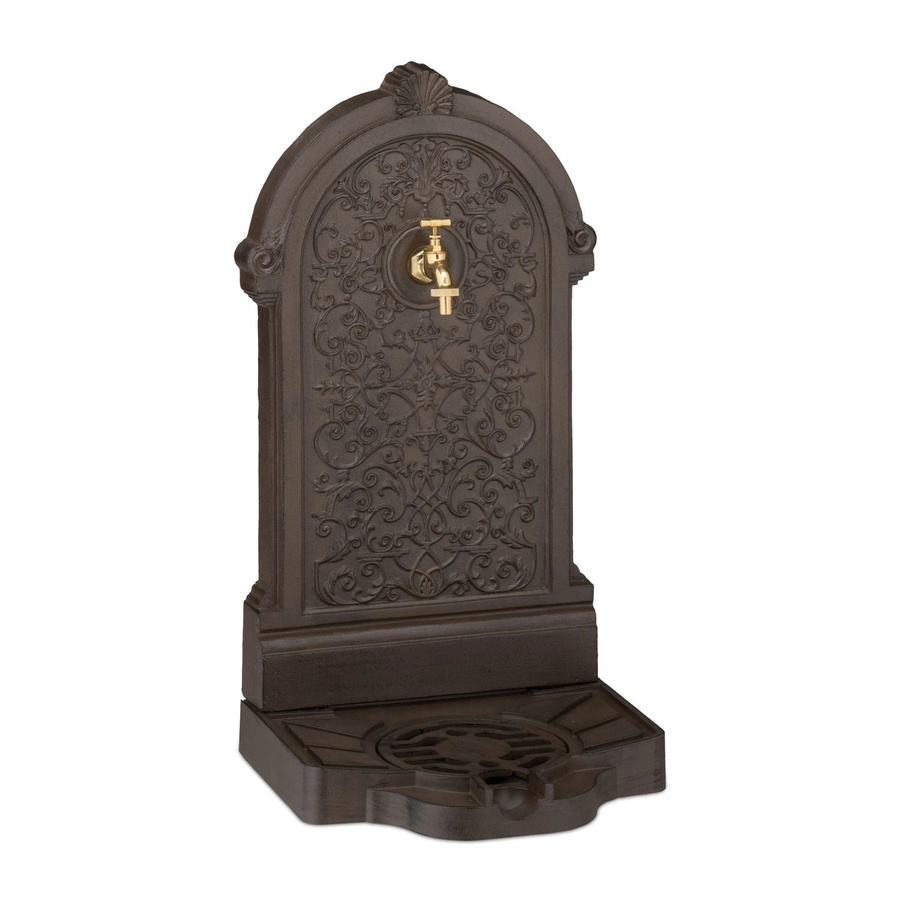 Relaxdays Standbrunnen aus Aluminiumguss im Antik-Design mit Wasserhahn, Braun und Gold, H x B x T: 73 x 39 x 32 cm - Bild 2