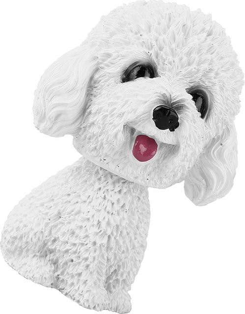 mfySpace Bobble-Head Hund Dekorationsfigur für das Auto Dashboard in Weiß - Bild 1