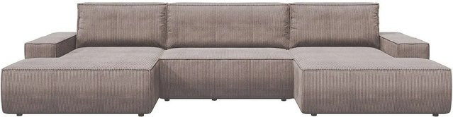 Vente-unique Schlafsofa Amelia in Dunkelpurpur mit Cord-Bezug - Bild 1