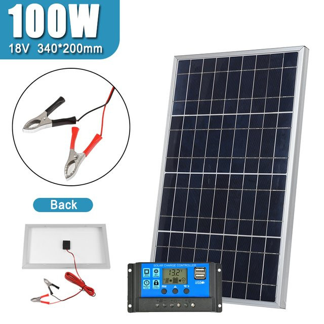 100 W Solarpanel mit Aluminiumrahmen aus polykristallinem Silizium in Blau für Außenbereiche und elektronische Geräte - Bild 1