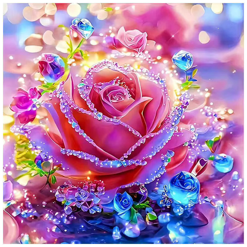 HUACAN 5D Diamant Stickerei Kit Saisonale Landschaft mit Blumen und Tieren, Rund, Multicolour, B/H: 20 x 20 cm - Bild 4