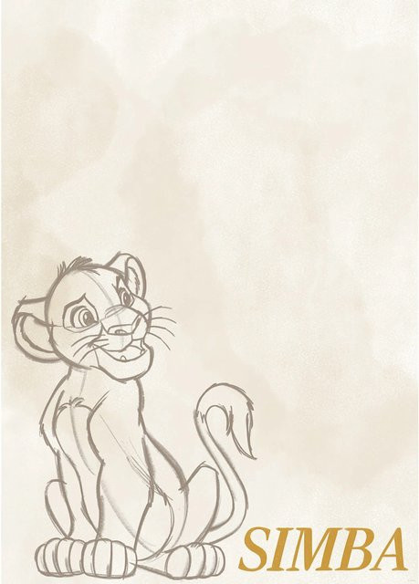 Komar Wandbild Disney The Lion King Simba Sketch Leinwand Beige B: 50 cm, H: 70 cm - Bild 1