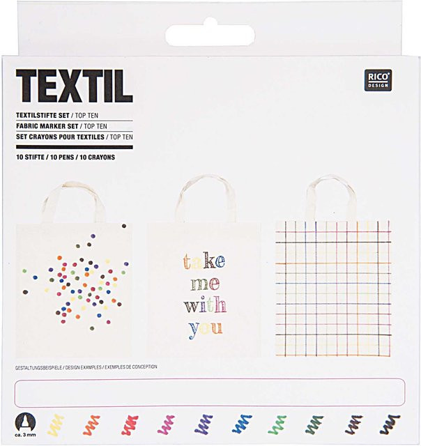 Rico Design Textilstifte Basic in Multicolour mit 10 Stück für kreative Projekte - Bild 1