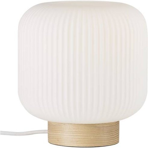 Nordlux Milford Tischlampe E27 in Braun und Weiß aus Holz und Glas im skandinavischen Design - Bild 1