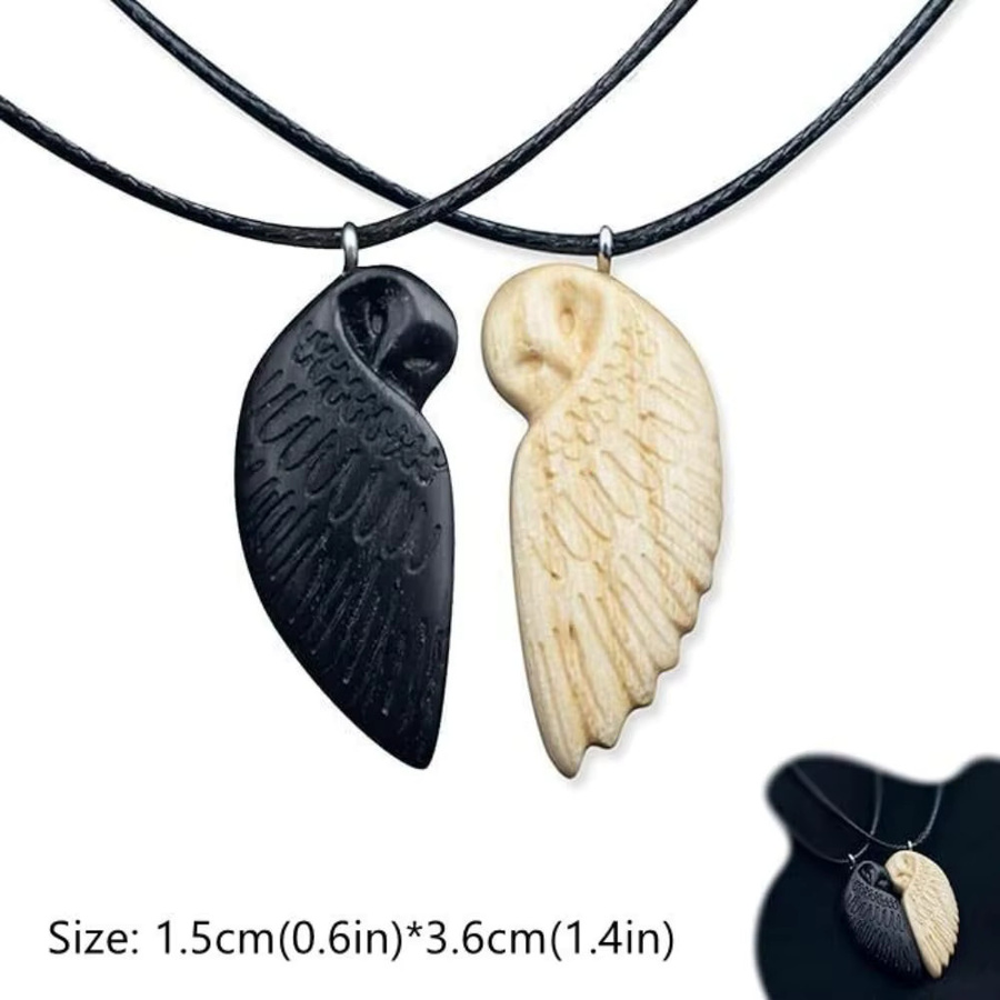 Halskette mit Eulen-Anhänger, Holz, Unisex - Bild 4