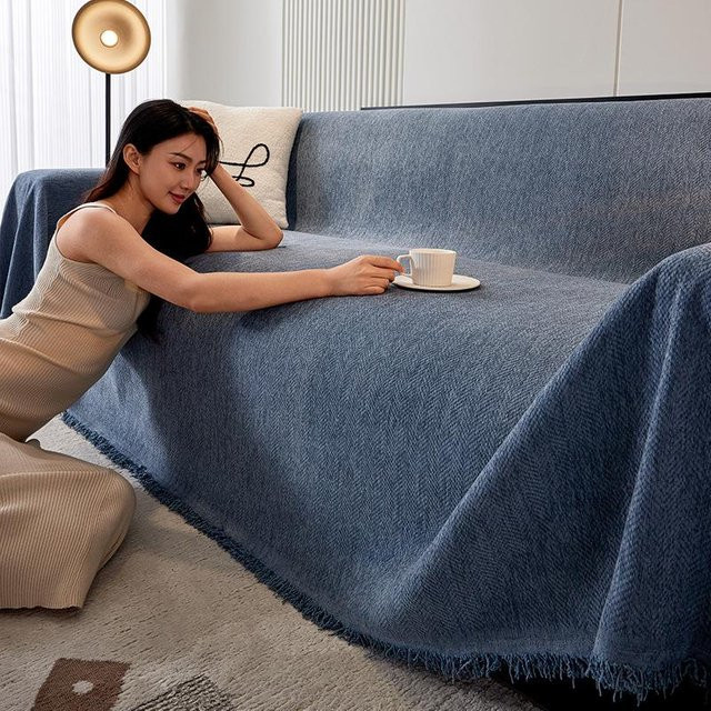 Yiran Furniture Sofabezug aus Chenille mit Fischgrätenmuster in Grau, Polsterschutz und Sofadecke, Breite: 70 cm, Breite: 70 cm - Bild 1