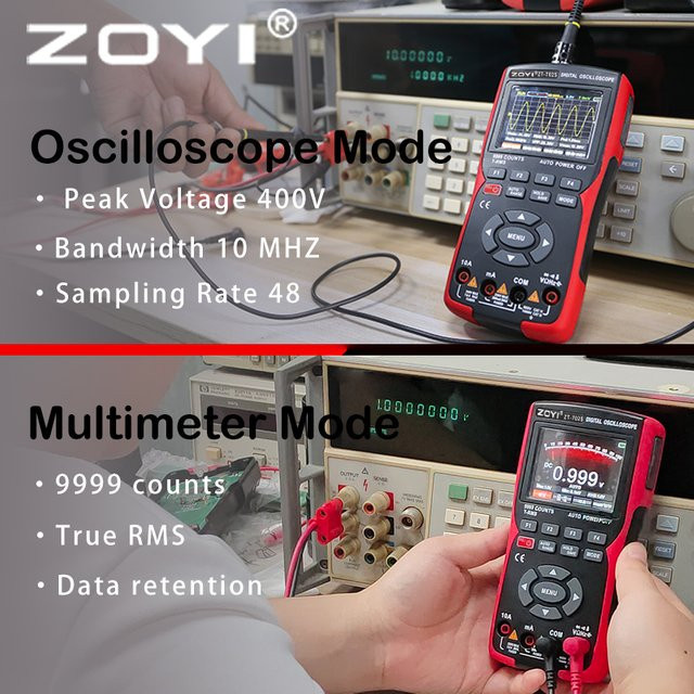ZOYI Handoszilloskop-Multimeter ZT702S 2-in-1 Messgerät mit Überlastschutz für Kfz-Reparaturen - Bild 1