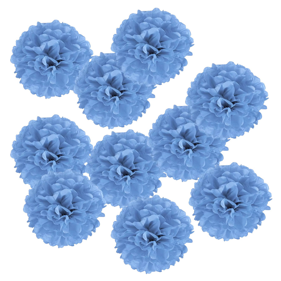 UXCELL 10 Stück Papierblumen in Blau, runde Pompons als Dekoration für Hochzeit, Geburtstag und Party - Bild 2