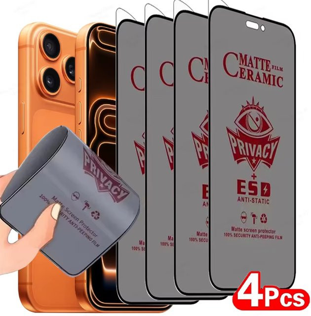 Caynes Keramik-Privatsphäre-Schutzfolie mit mattiertem Anti-Spy-Effekt für iPhone 11 bis iPhone 17 Pro Max - Bild 1