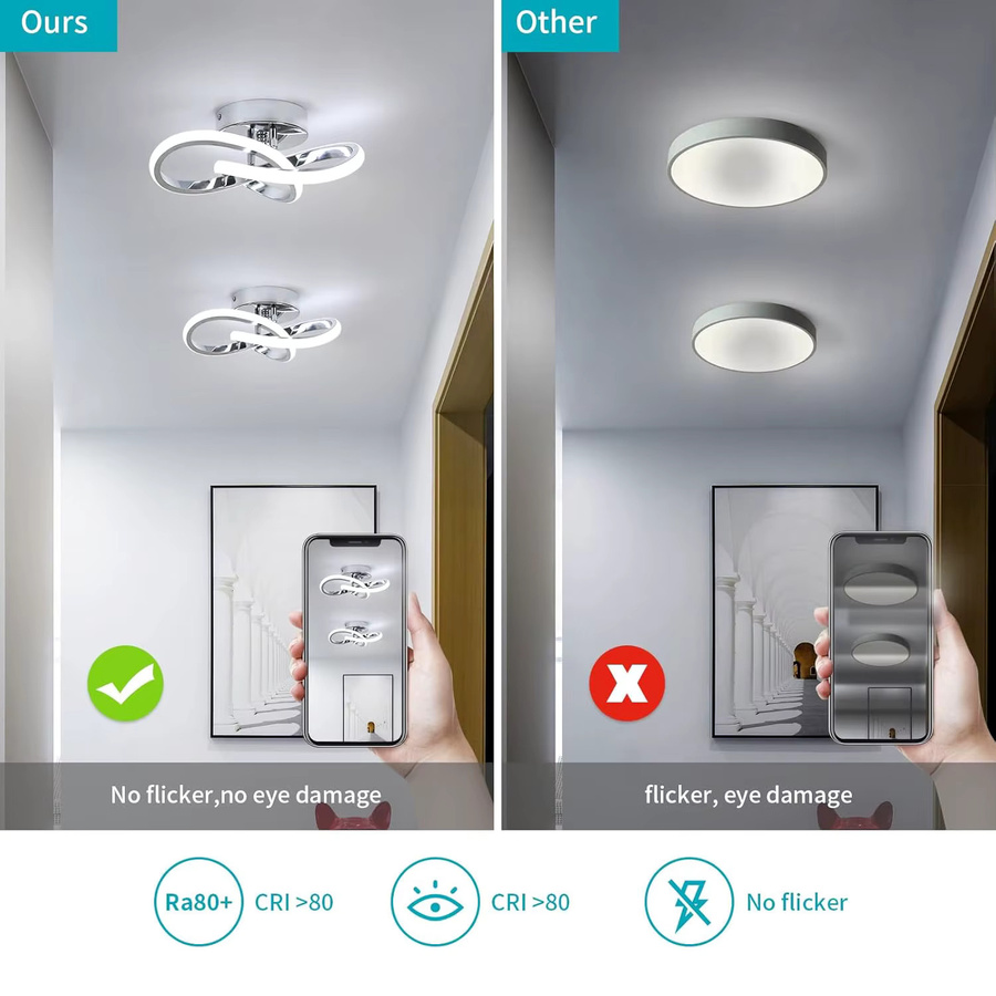 Moderne LED-Deckenleuchte in Silber für Küche, Flur und Wohnzimmer mit 22W und Kaltweiß 6500K - Bild 2