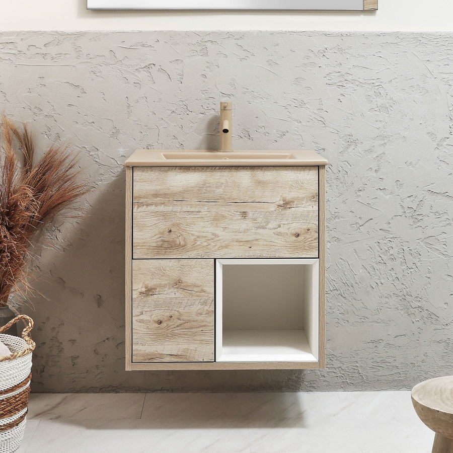 Hängender Waschtischunterschrank Hoxton von Hudson Reed mit Elements-Waschbecken in Beige Sand, B: 61,2 cm, H: 45,6 cm, T: 60,0 cm - Bild 1
