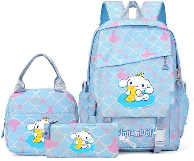 3-teiliges Schulrucksack-Set in Blau aus Oxford-Stoff mit Schultasche und Federmäppchen - Bild 1