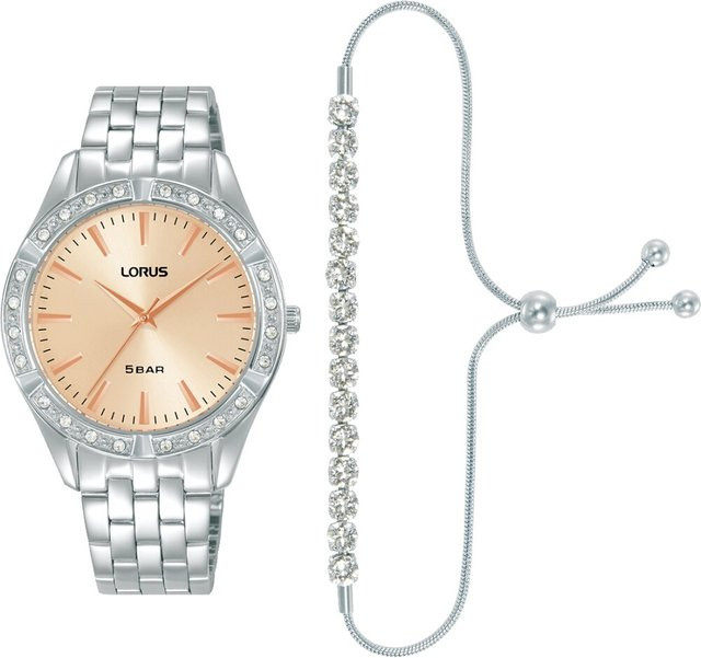 Lorus Damenuhr Set, Analoguhr, Quarz, Edelstahl, Gold, 34 mm, 5 ATM - Bild 1
