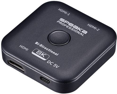 SpeaKa Professional SP-11990132 HDMI-Switch mit 2 Ports, UHD 8K @ 60Hz, bidirektional, Schwarz - Bild 1