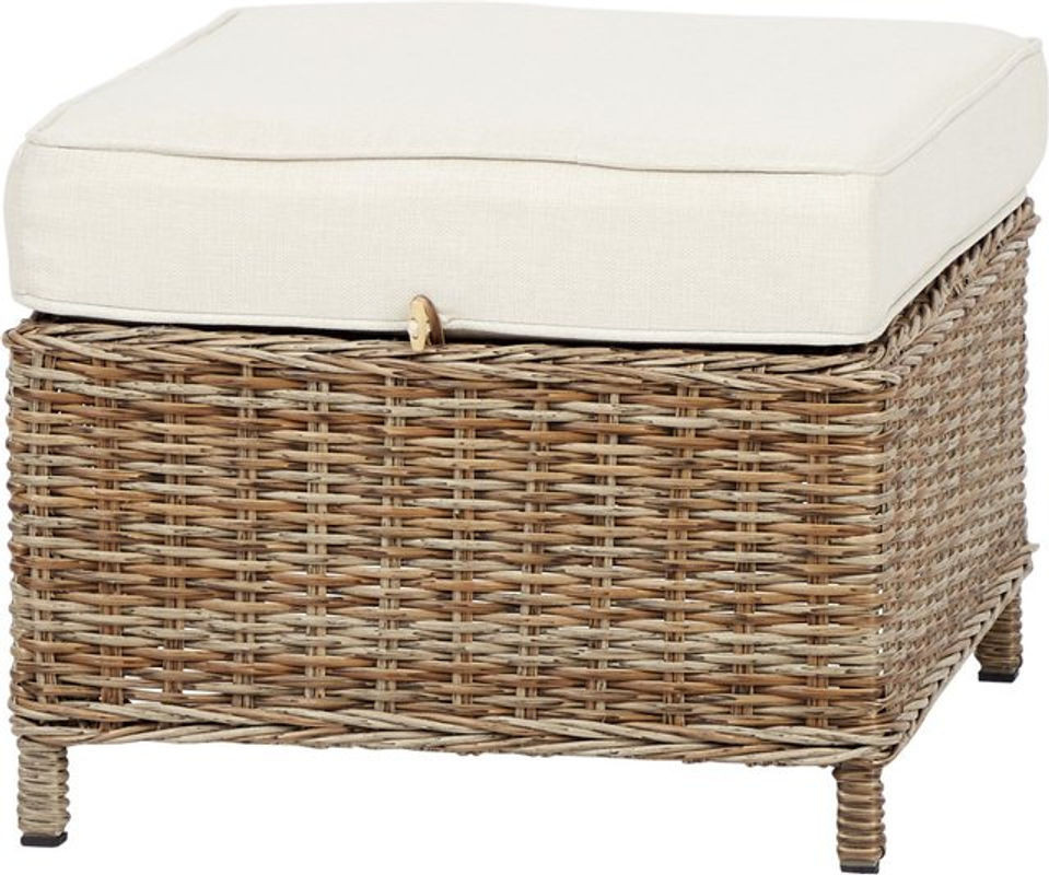 Gram Fusshocker mit Sitzkissen von EBUY24 aus Holz in Natur und Offwhite/Beige/Weiß - Bild 1
