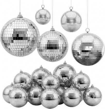 VEVOR Spiegelkugel Set in Silber mit Aufhängering für Party und DJ-Equipment, 17er-Pack, Durchmesser: 30 mm