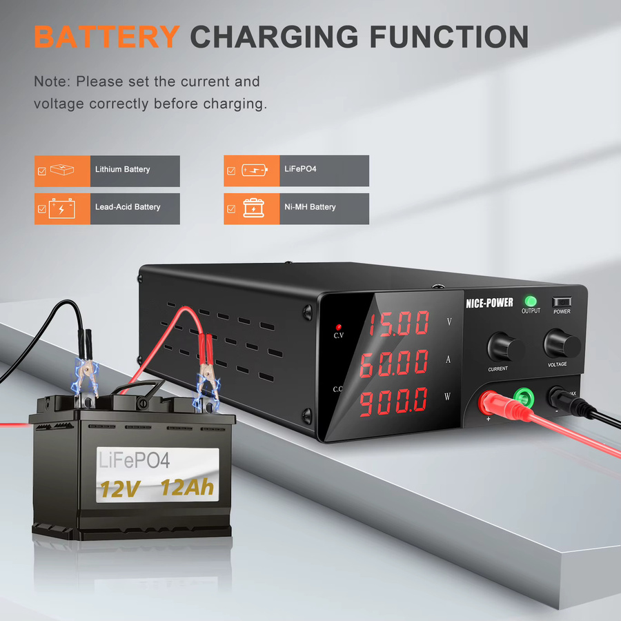 KUAIQU Hochleistungs-Tisch-Gleichstromnetzteil Schwarz, 1200 W, einstellbar 30 V bis 120 V, 10 A bis 30 A für experimentelle Galvanik - Bild 3
