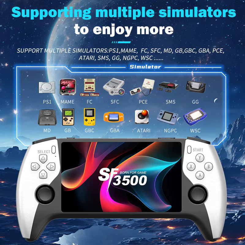 SF3500 Retro-Handheld-Spielekonsole mit 5-Zoll-IPS-HD-Display, Dual-Core-Prozessor und erweiterbarem Speicher bis 256 GB in Schwarz oder Weiß - Bild 3
