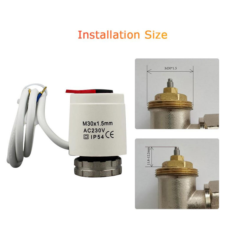 Thermischer Stellantrieb für Fußbodenheizungsthermostat, AC 230 V, normalerweise geschlossen, Gewinde M30 x 1,5, Farbe: Weiß - Bild 3