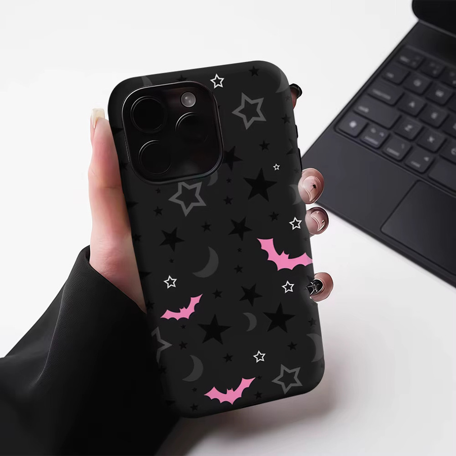 Magnetische Tough Handyhülle Gothic Pink Bat Skies für iPhone 17 16 15 14 Pro Max Plus in Pink und Schwarz - Bild 5