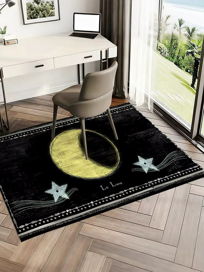 Shining Stars Bodenmatte aus Flanell in Schwarz mit Sternen-Design, weich und rutschfest für dein Wohnzimmer - Bild 5
