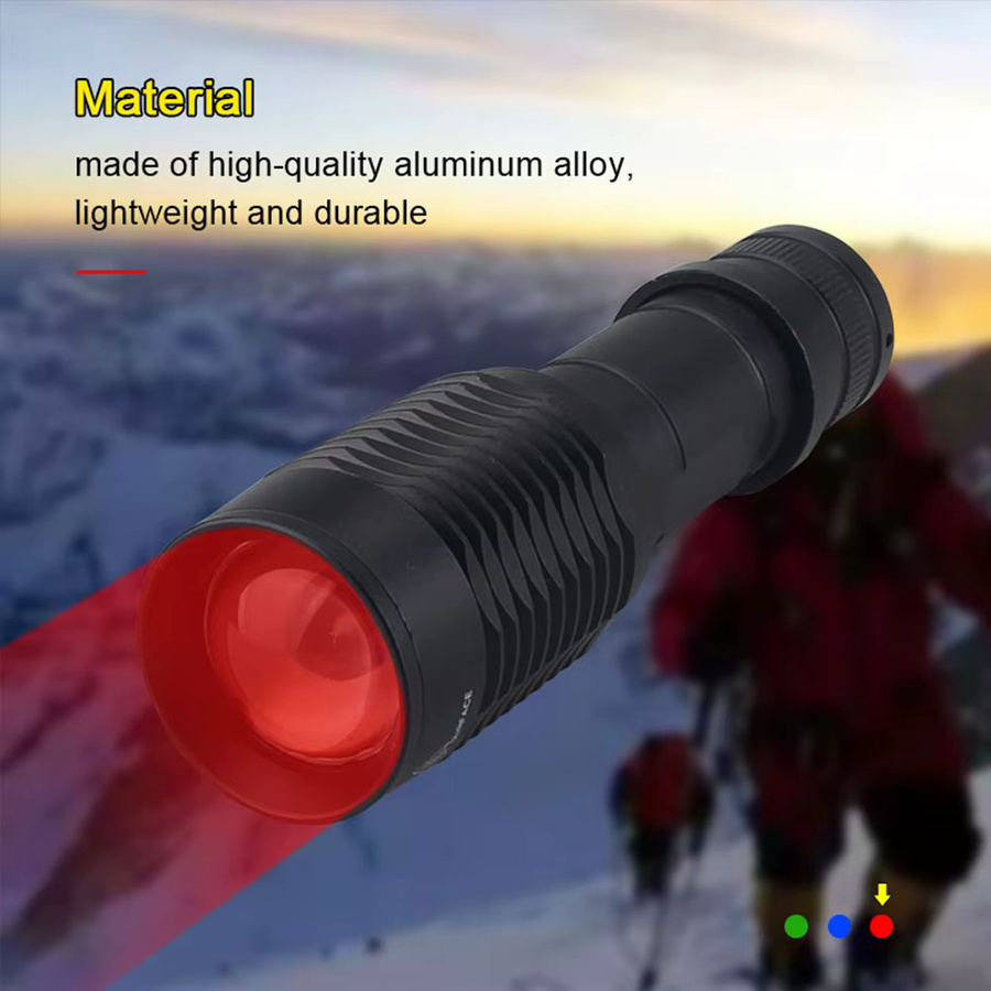 VASTFIRE LED Taktische Jagdtaschenlampe mit RGB-Funktion Weiß Rot Grün Schwarz, USB aufladbar und wasserdicht - Bild 4