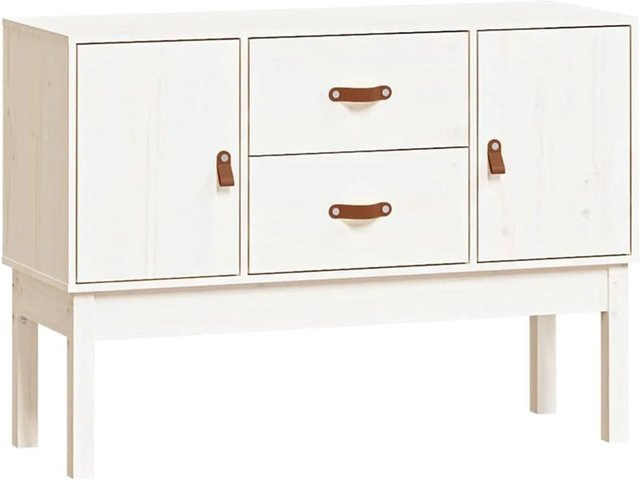 vidaXL Sideboard aus massivem Kiefernholz in Weiß, rustikaler Stil, B/T/H: 110 x 40 x 78 cm - Bild 1