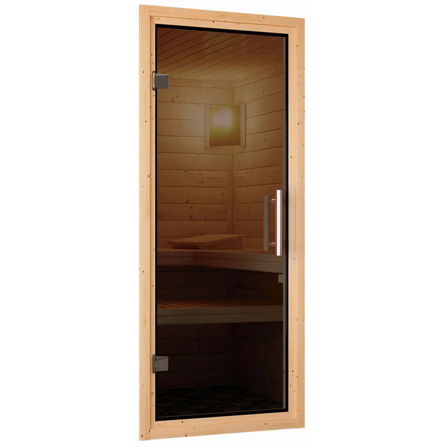 Karibu Saunatür Modern aus Holz und Ganzglas in Graphit, B/H: 65,5 x 175 cm - Bild 2