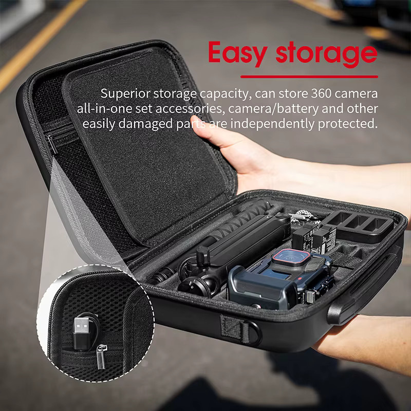 Insta360 Tragetasche für ACE Pro und ACE Pro 2 Grip Kit Zubehör, Aufbewahrungs-Reisetasche für Multi-Halterung und Selfie-Stick, Schwarz - Bild 2