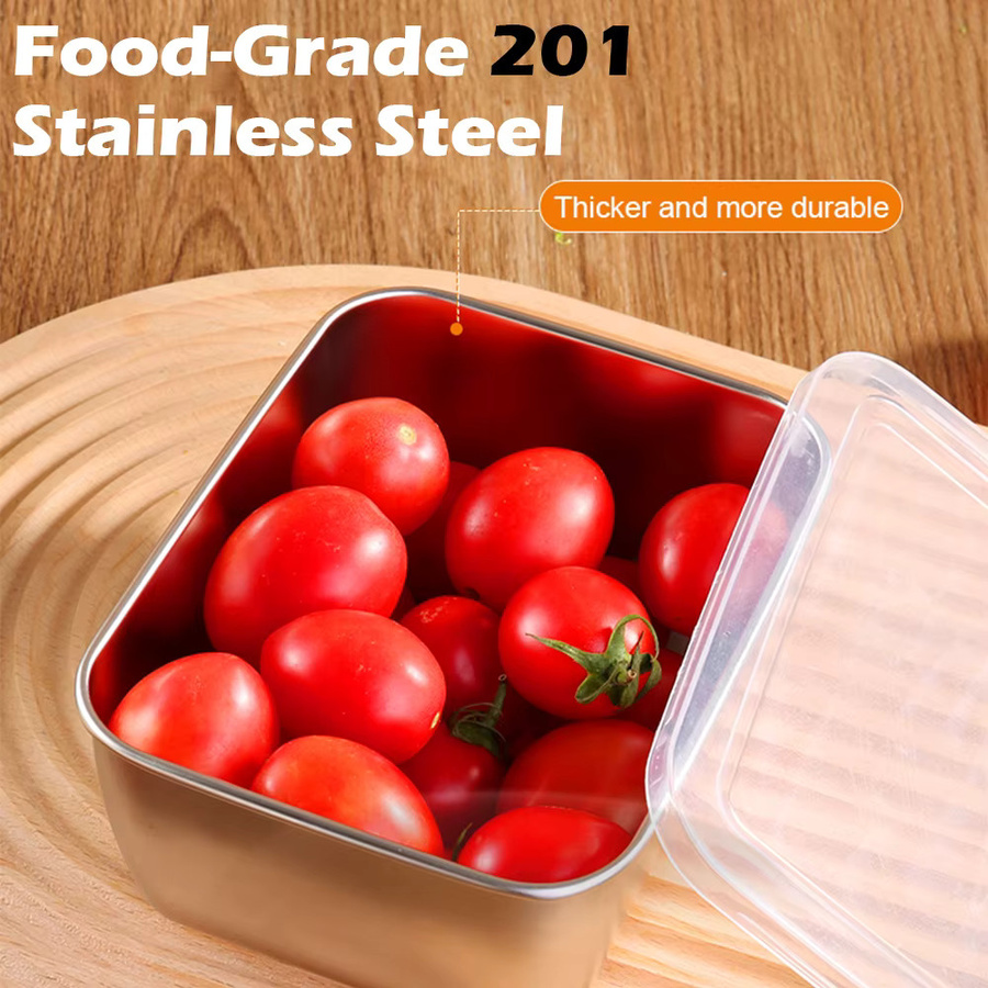 MTM Lebensmittelaufbewahrungstabletts aus Edelstahl mit Deckel, 3er-Set stapelbare Behälter in Silber - Bild 3