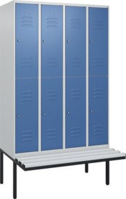 C+P Doppelstock-Spind Classic PLUS Sitzbank mit 4 Abteilen und Zylinderschloss, B/T/H: 212,0 x 120,0 x 81,5 cm - Bild 1