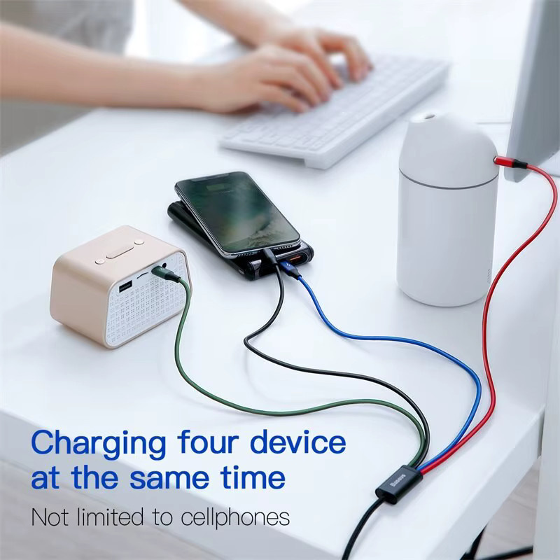 Baseus 3-in-1 USB-C-Ladekabel Multicolor für Samsung, Xiaomi und iPhone - Bild 2