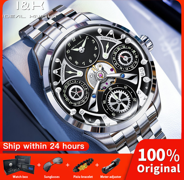 Ideal Knight Armbanduhr, Automatik, Edelstahl, Schwarz, Herren - Bild 1