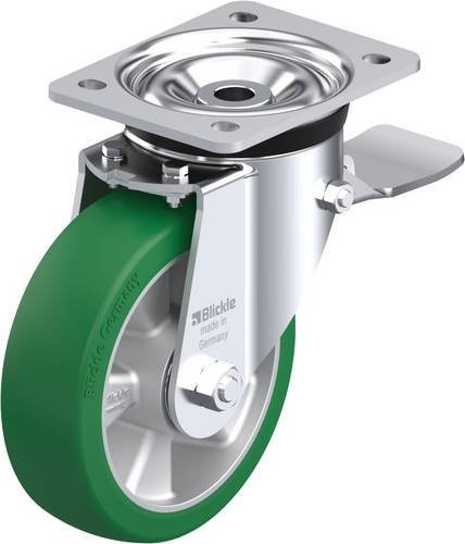 Blickle Lenkrolle LK-ALST 160K-ST mit Feststeller, Rad-Durchmesser: 16 cm, Tragfähigkeit: 580 kg, Farbe: Silber/Grün/Mehrfarbig - Bild 1