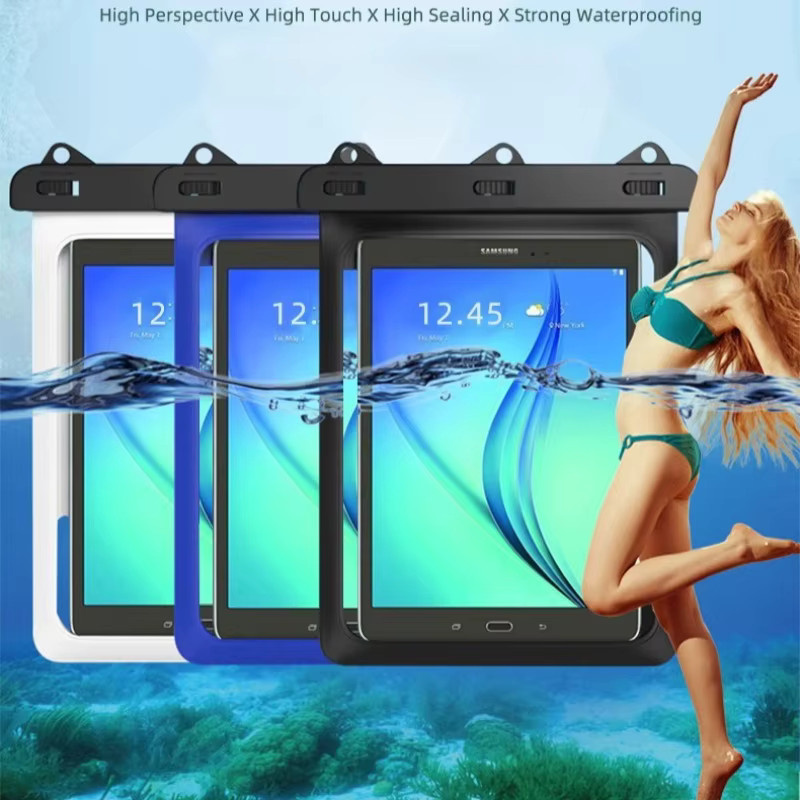 HAISSKY Wasserdichte Schutztasche für Tablets bis 15 Zoll, transparente Umhängetasche für iPad Pro, Air und andere Geräte, Schwarz - Bild 2
