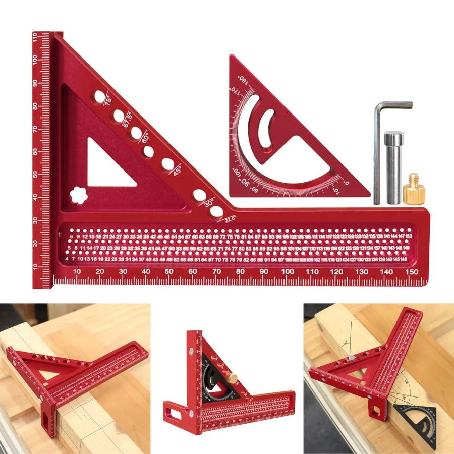 GDART 2-in-1 Zimmerset mit quadratischem und kleinem Dreieckslineal-Kombinationsset, 3D-Mehrwinkelrahmen und quadratischem Winkelmesser - Bild 2