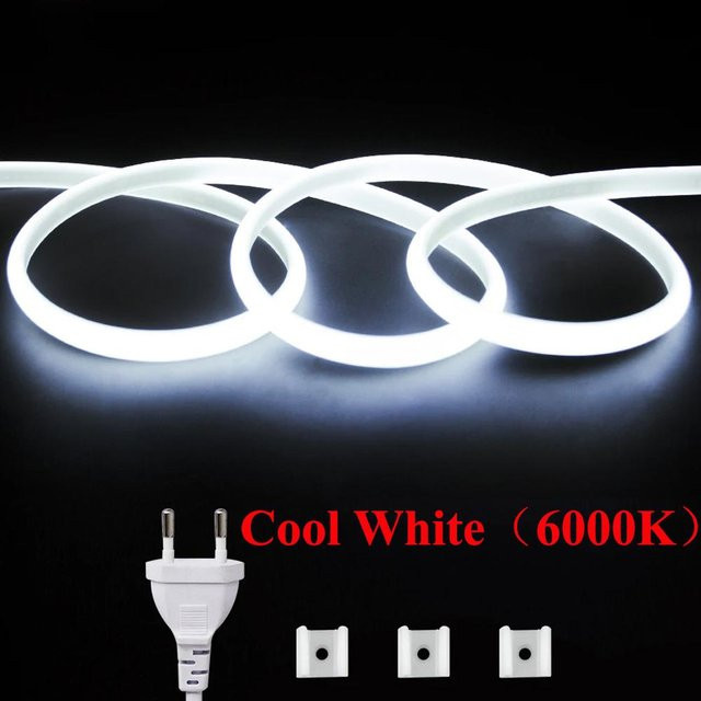 MnnWuu COB LED Neon Streifen Set mit Netzteil, 15m, IP65 wasserdicht, weiß, 288 LED/m, AC 220V - Bild 1