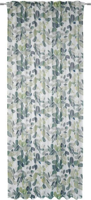 Mömax Fertigvorhang Steffi in Grün mit floralem Muster, semi-transparent, B: 135 cm, H: 255 cm - Bild 1