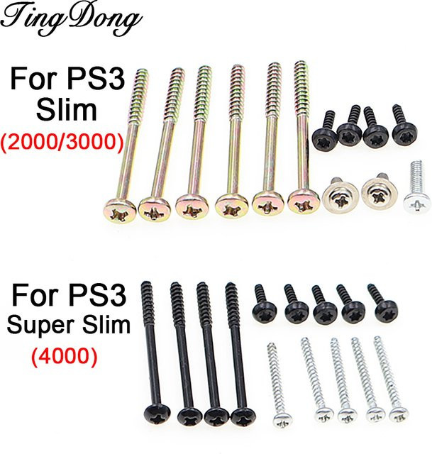Sony PlayStation 3 Ersatzteil-Set: Komplette 1/2 Satz Schrauben für PS3 Slim CECH-2000, CECH-3000 und PS3 Super Slim CECH-4000 Gehäuse-Reparatur - Bild 1