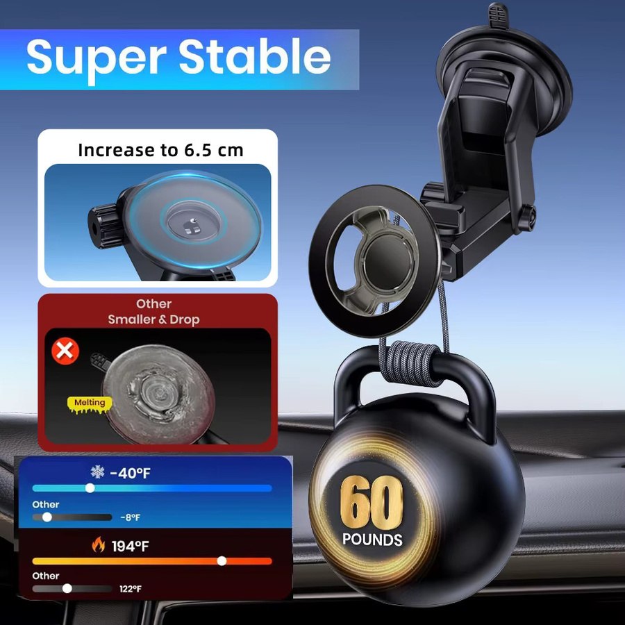TEEQ Magnetische Handyhalterung für das Auto in Schwarz mit Saugnapf und 360 Grad Rotation für Windschutzscheibe und Armaturenbrett - Bild 2