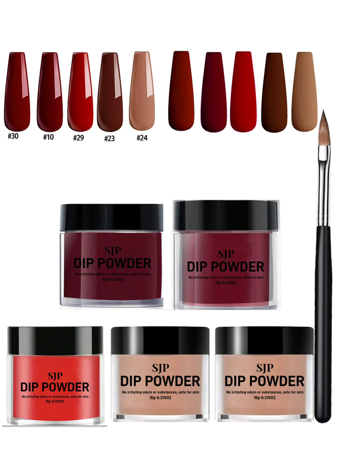 SJP Color Dip Powder Acrylpulver-Set, 5-teilig, Glänzend - Bild 2