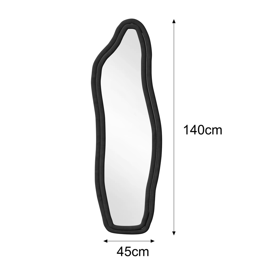 Anajqaqia Delfin-Spiegel, asymmetrischer Ganzkörperspiegel mit Samtrahmen in Schwarz, Höhe: 140 cm, Breite: 45 cm - Bild 5