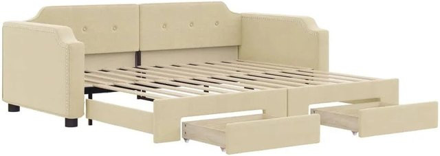 vidaXL Tagesbett ausziehbar mit Schubladen in Beige mit Stoffbezug B/T/H: 223 x 100 x 66,5 cm - Bild 1