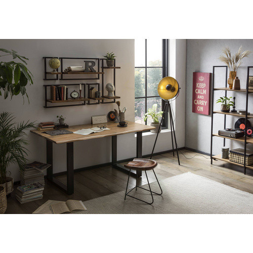 SIT Hocker NATURAL EDGE aus Akazienholz und Metall in Beige, B/H/T: 42 x 48 x 38 cm - Bild 2