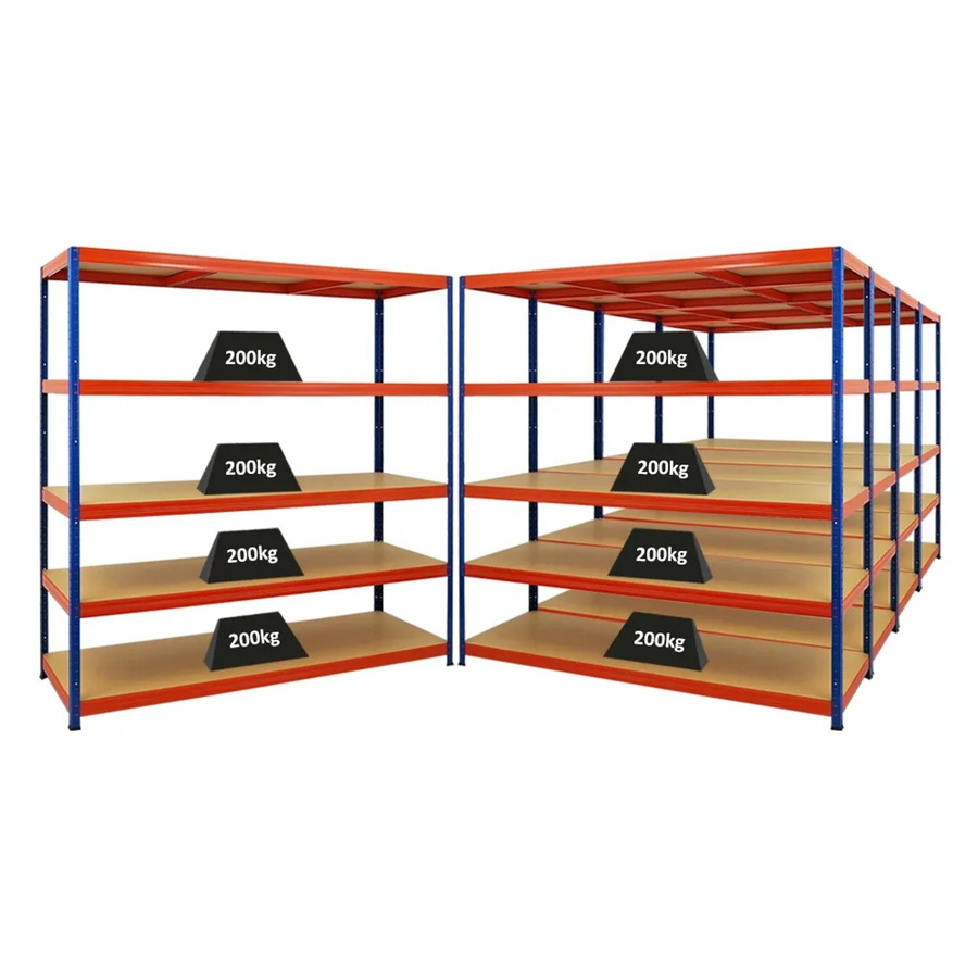 PROREGAL Schwerlastregal Giant Elephant Set aus 5 Regalen, Farbe Blau-Orange, H x B x T: 180 x 180 x 60 cm, mit verstellbaren MDF-Holzfachböden - Bild 2