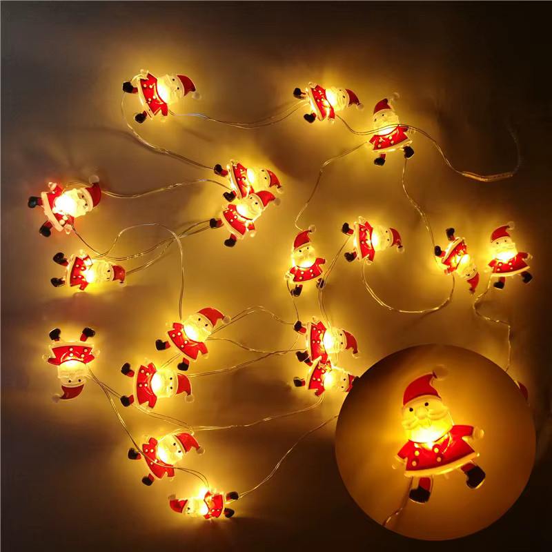 LED Lichterkette mit Schneemann, Santa Claus und Elch Motiven in Warmweiß für Weihnachtsbaum und Party-Dekoration - Bild 2