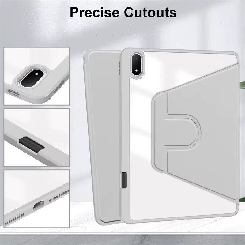 VIGENCIA Schutzhülle für OnePlus Pad 3 und OPPO Pad 4 Pro 13,2 Zoll mit Stifthalter und 360 Grad rotierbarem Acryl-Ständer in Grau - Bild 4