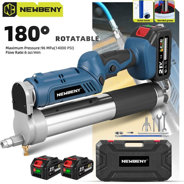 NewBeny Elektrische Fettpresse Hochdruck-Schmierölpistole in Blau, kompatibel mit Makita 18V Akku - Bild 1
