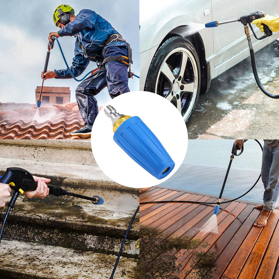 Hochdruckreiniger Zubehör Set mit Sektor-Sprühdüse, Turbo-Rotationssprühdüse und schwenkbarer Kupplung mit 1/4 Zoll Schnellanschluss - Bild 3